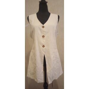 Unknown Label White Sleeveless 30% hemp, 70% Stick - NWOT